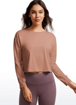 Pima Cotton Cropped Loose Fit Long Sleeve