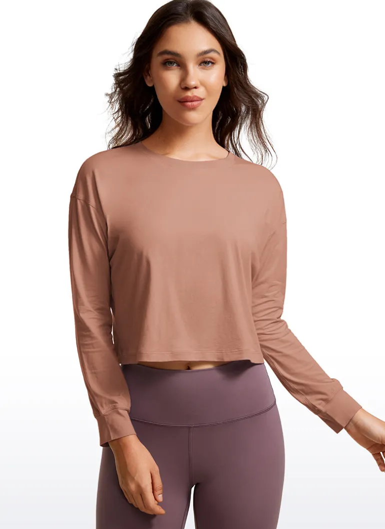 Pima Cotton Cropped Loose Fit Long Sleeve