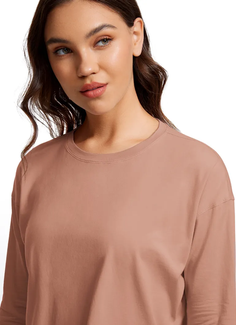 Pima Cotton Cropped Loose Fit Long Sleeve
