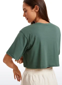 Pima Cotton Cropped Short Sleeve