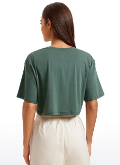 Pima Cotton Cropped Short Sleeve