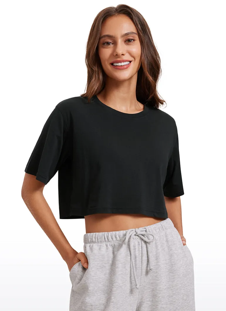 Pima Cotton Cropped Short Sleeve