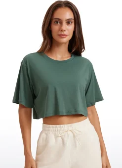 Pima Cotton Cropped Short Sleeve