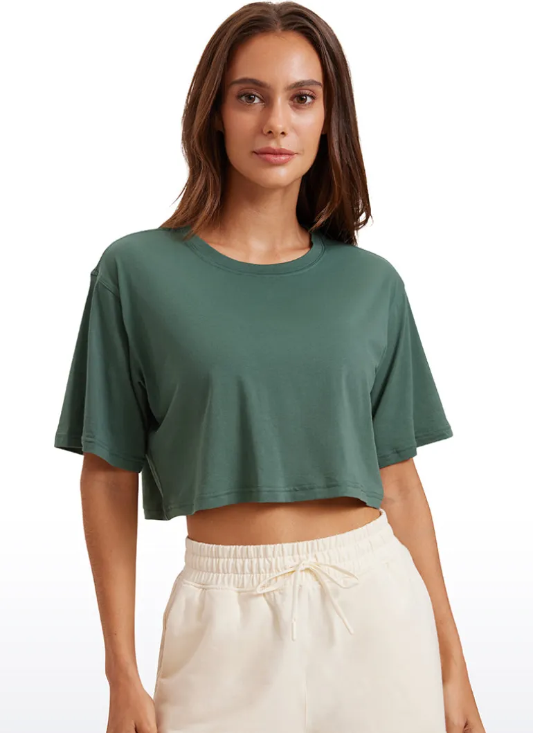 Pima Cotton Cropped Short Sleeve