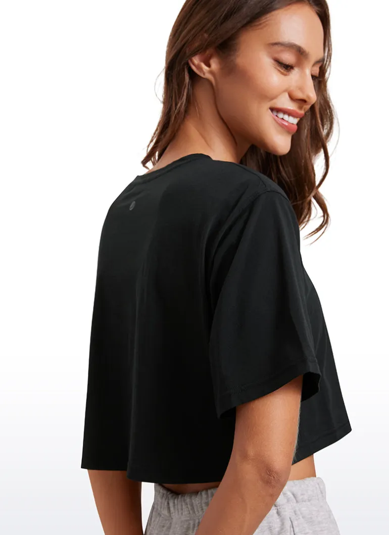 Pima Cotton Cropped Short Sleeve