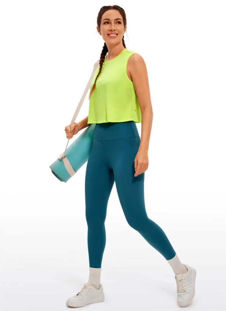 Pima Cotton Cropped Tank Tops Crew Neck