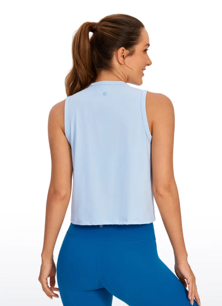 Pima Cotton High Neck Cropped Tank