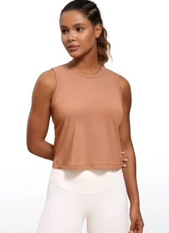 Pima Cotton High Neck Cropped Tank