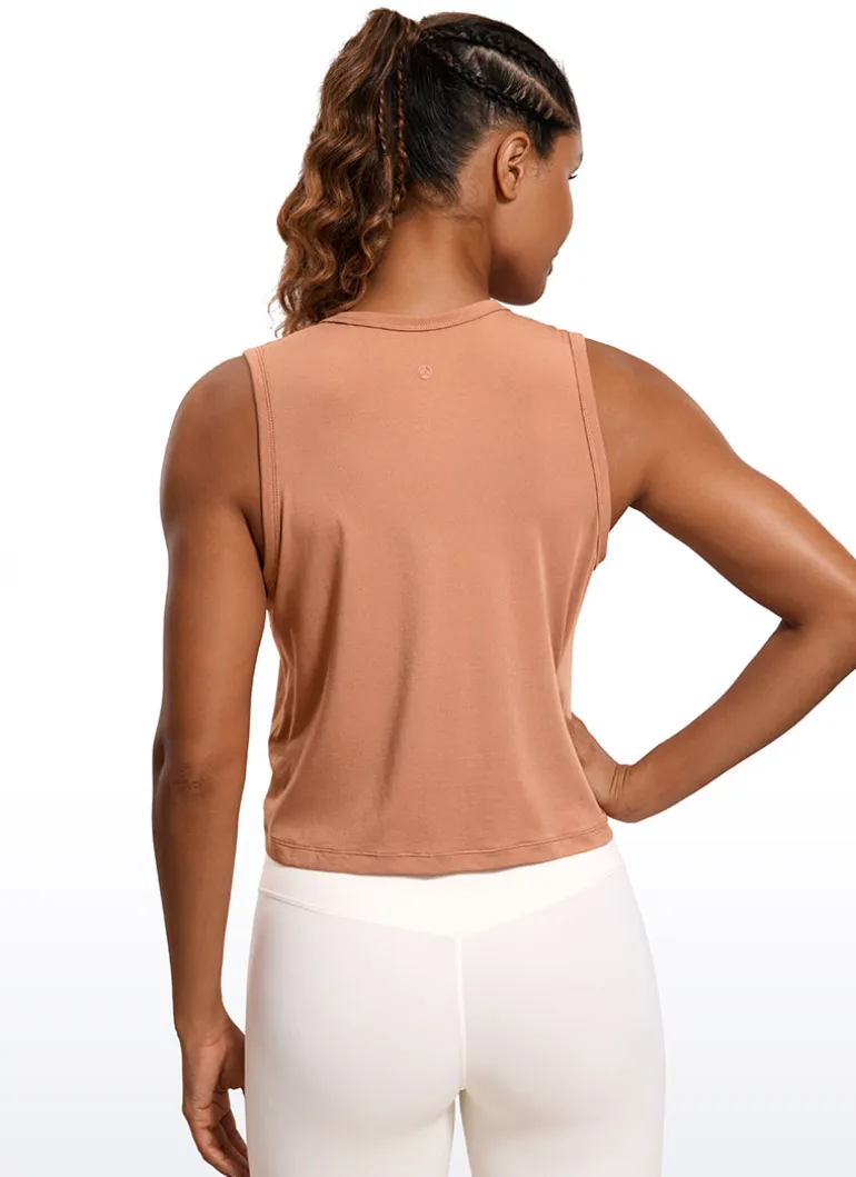 Pima Cotton High Neck Cropped Tank