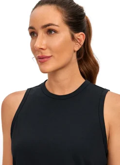 Pima Cotton High Neck Cropped Tank