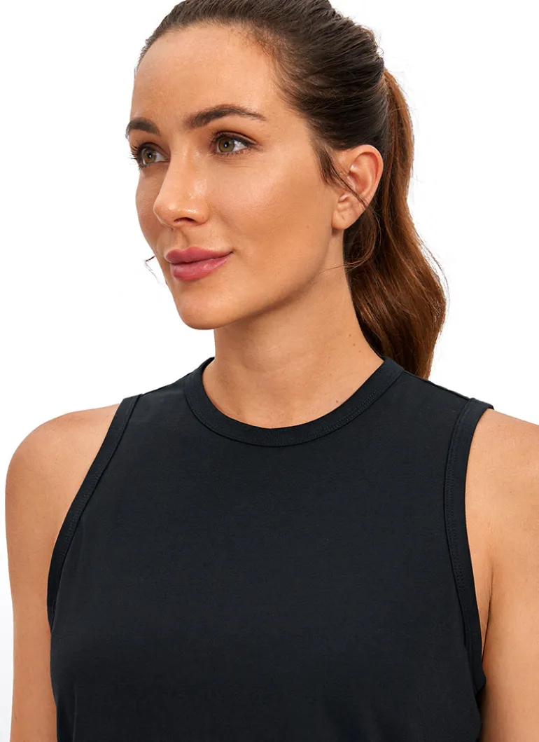 Pima Cotton High Neck Cropped Tank