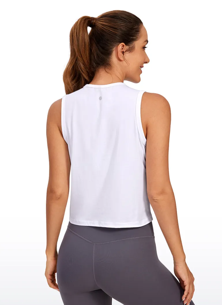 Pima Cotton High Neck Cropped Tank