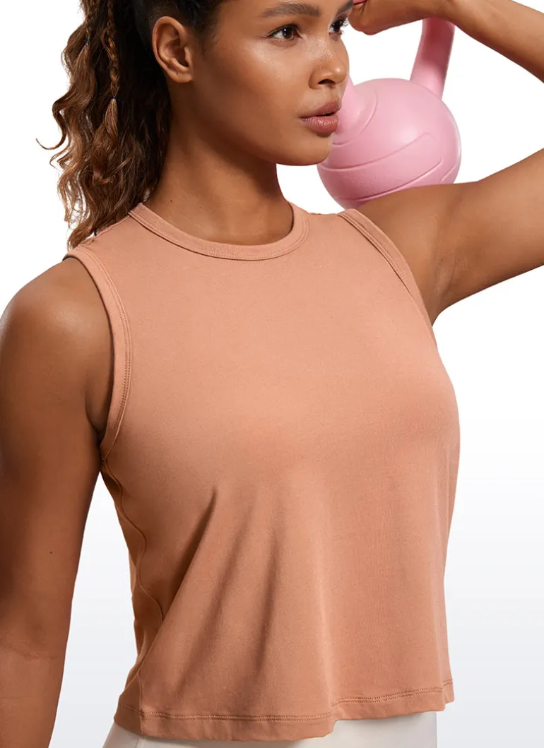 Pima Cotton High Neck Cropped Tank