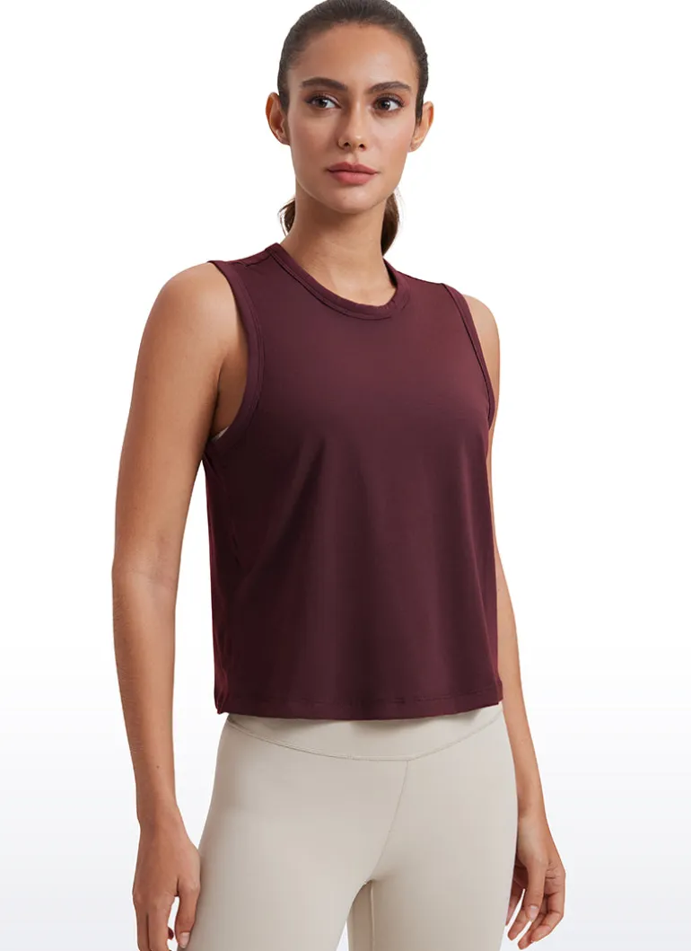 Pima Cotton High Neck Cropped Tank