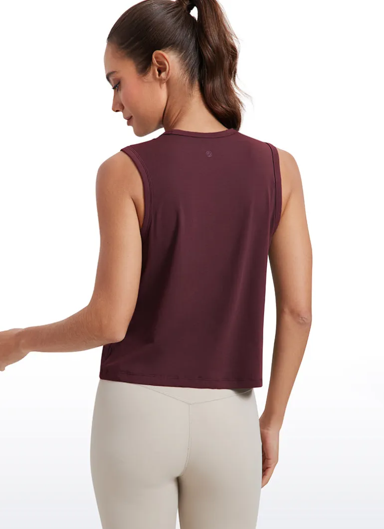 Pima Cotton High Neck Cropped Tank
