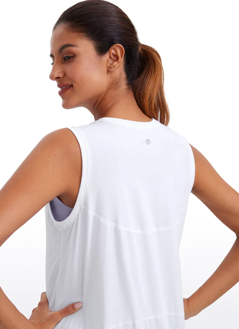 Pima Cotton Hip Length High Neck Tank