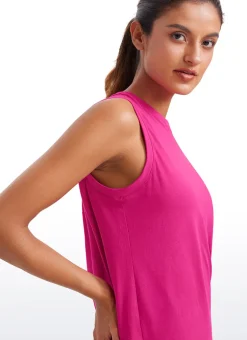 Pima Cotton Hip Length High Neck Tank