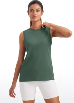 Pima Cotton Hip Length High Neck Tank