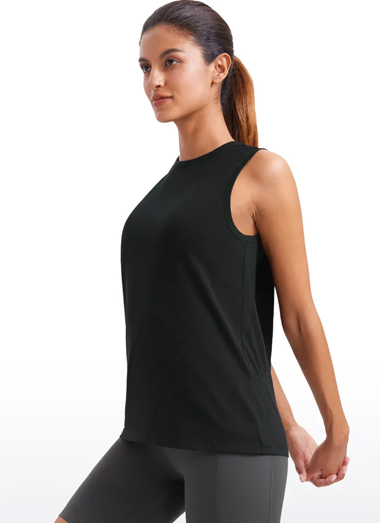 Pima Cotton Hip Length High Neck Tank