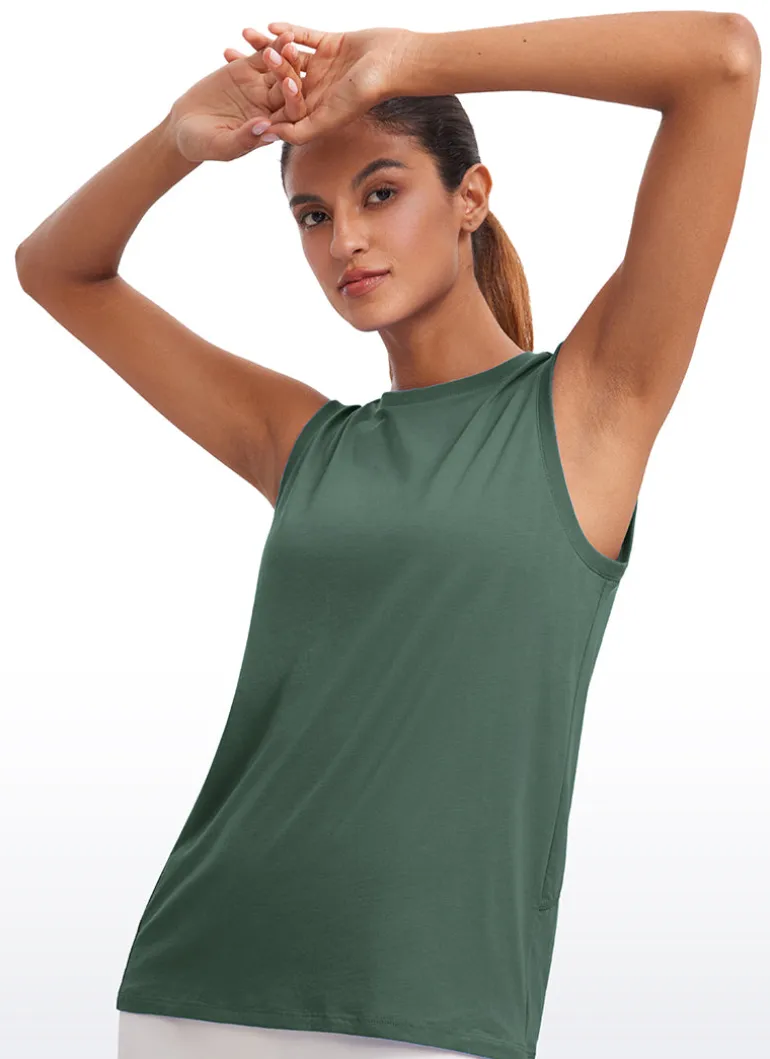 Pima Cotton Hip Length High Neck Tank