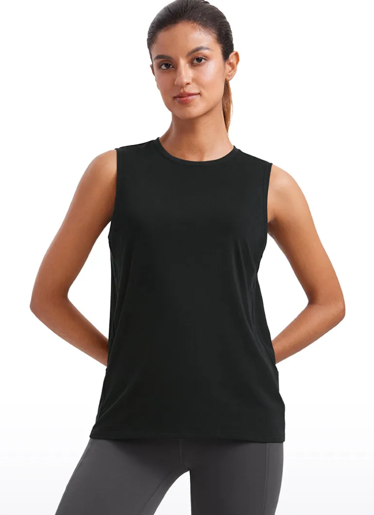 Pima Cotton Hip Length High Neck Tank