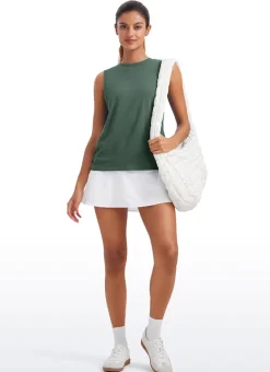 Pima Cotton Hip Length High Neck Tank