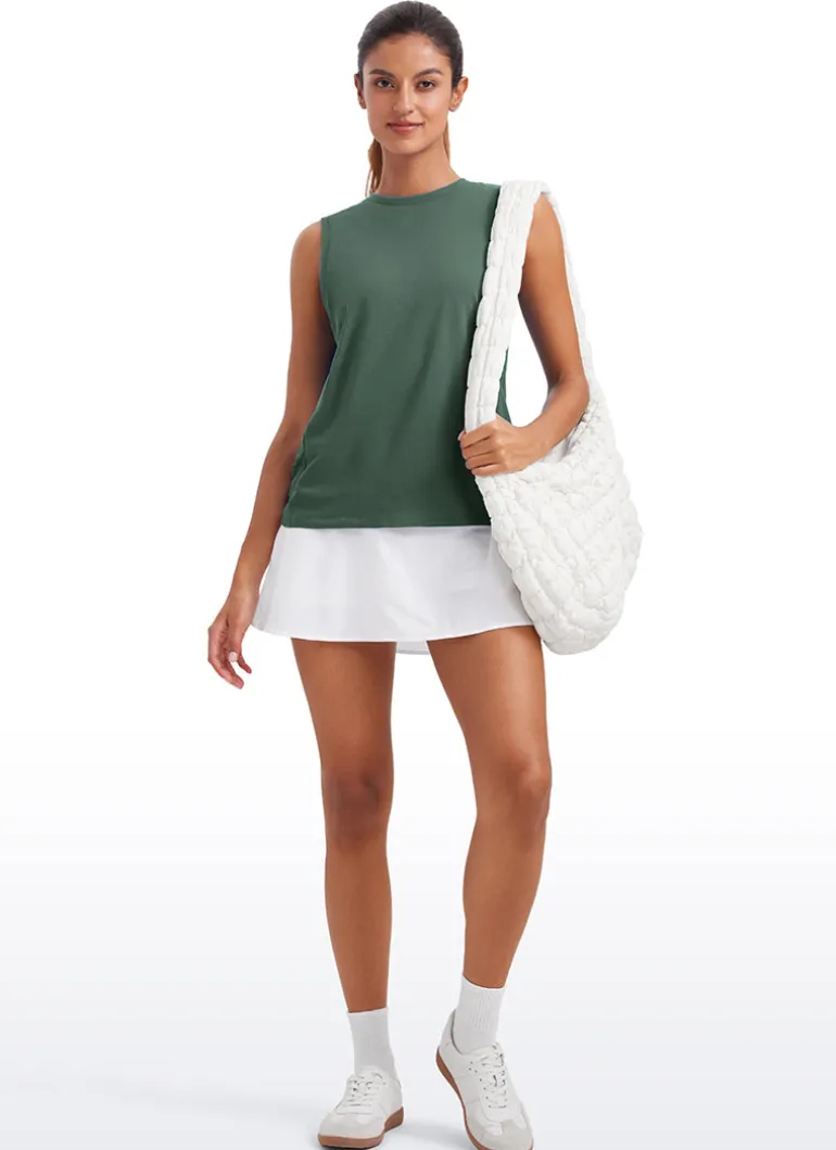 Pima Cotton Hip Length High Neck Tank