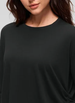 Pima Cotton Hip Length Ruched Long Sleeve