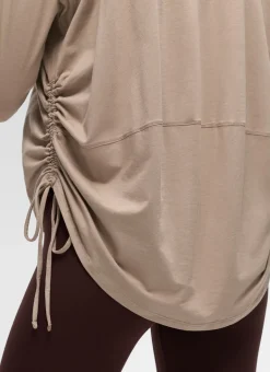 Pima Cotton Hip Length Ruched Long Sleeve