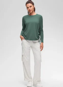 Pima Cotton Hip Length Ruched Long Sleeve