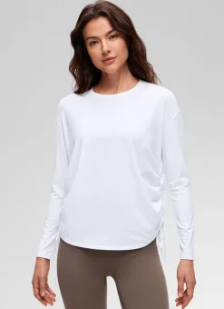 Pima Cotton Hip Length Ruched Long Sleeve