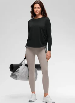 Pima Cotton Hip Length Ruched Long Sleeve