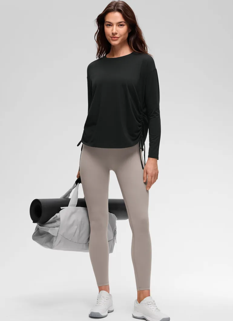 Pima Cotton Hip Length Ruched Long Sleeve