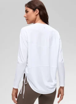 Pima Cotton Hip Length Ruched Long Sleeve
