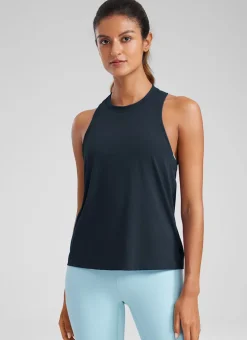 Pima Cotton Racerback High Neck Tank