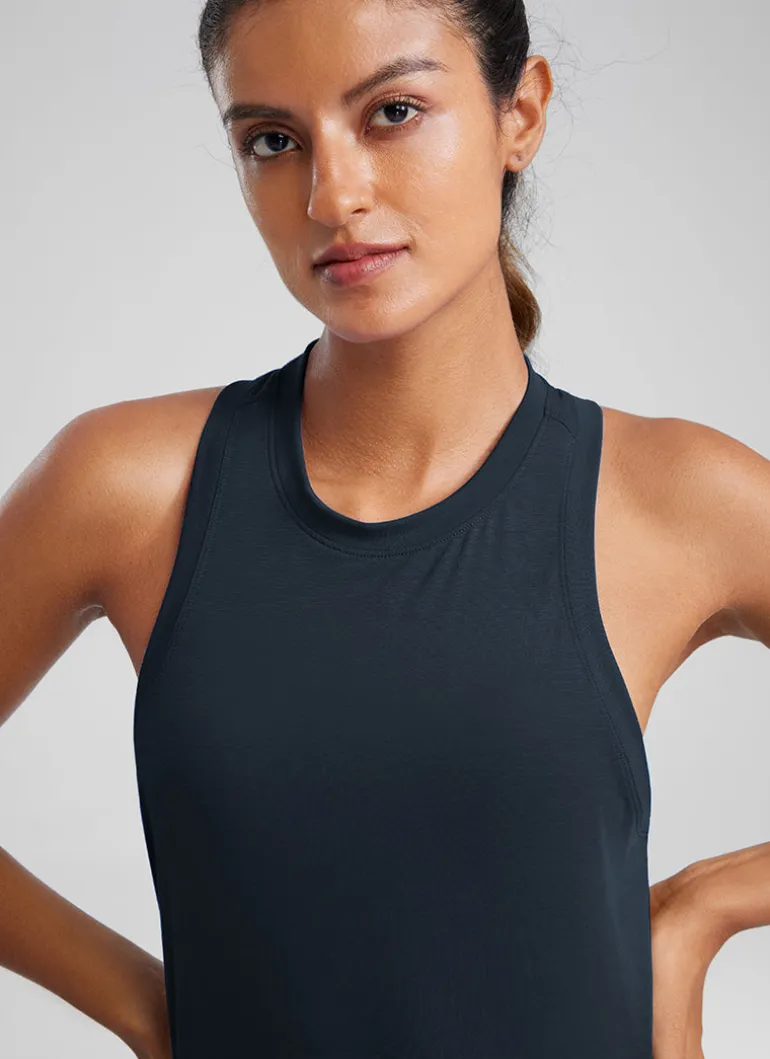 Pima Cotton Racerback High Neck Tank