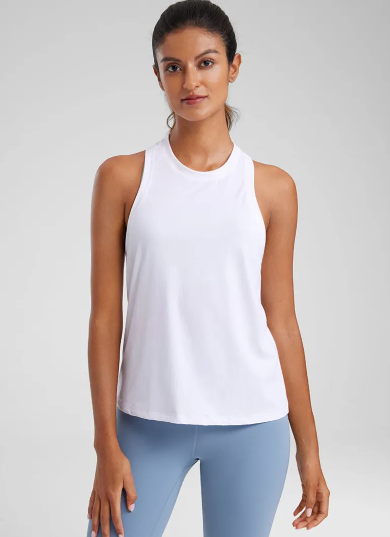 Pima Cotton Racerback High Neck Tank