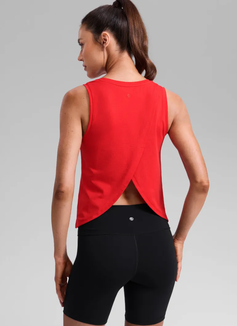 Poly Cotton-Blend Open Split Back Tank