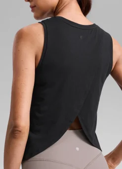 Poly Cotton-Blend Open Split Back Tank