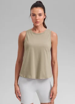 Poly Cotton-Blend Open Split Back Tank