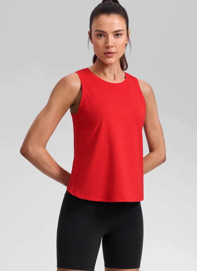 Poly Cotton-Blend Open Split Back Tank