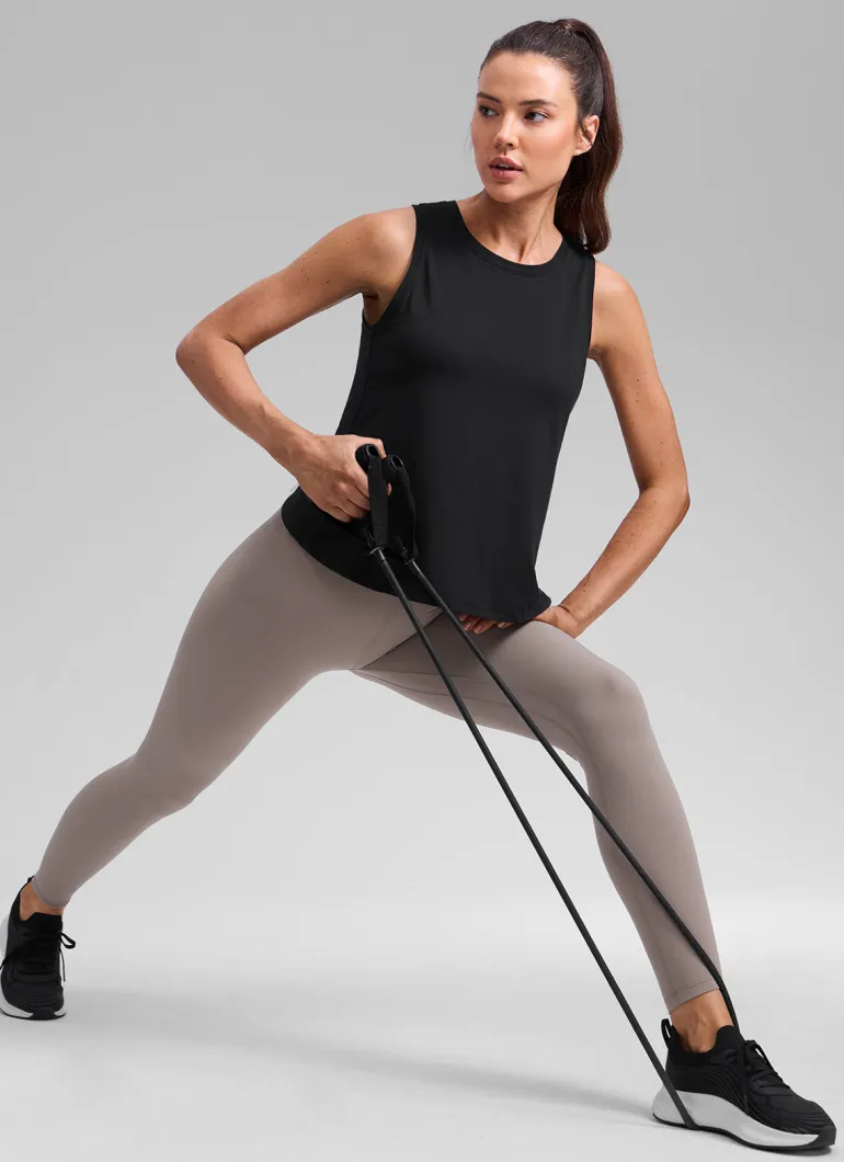 Poly Cotton-Blend Open Split Back Tank