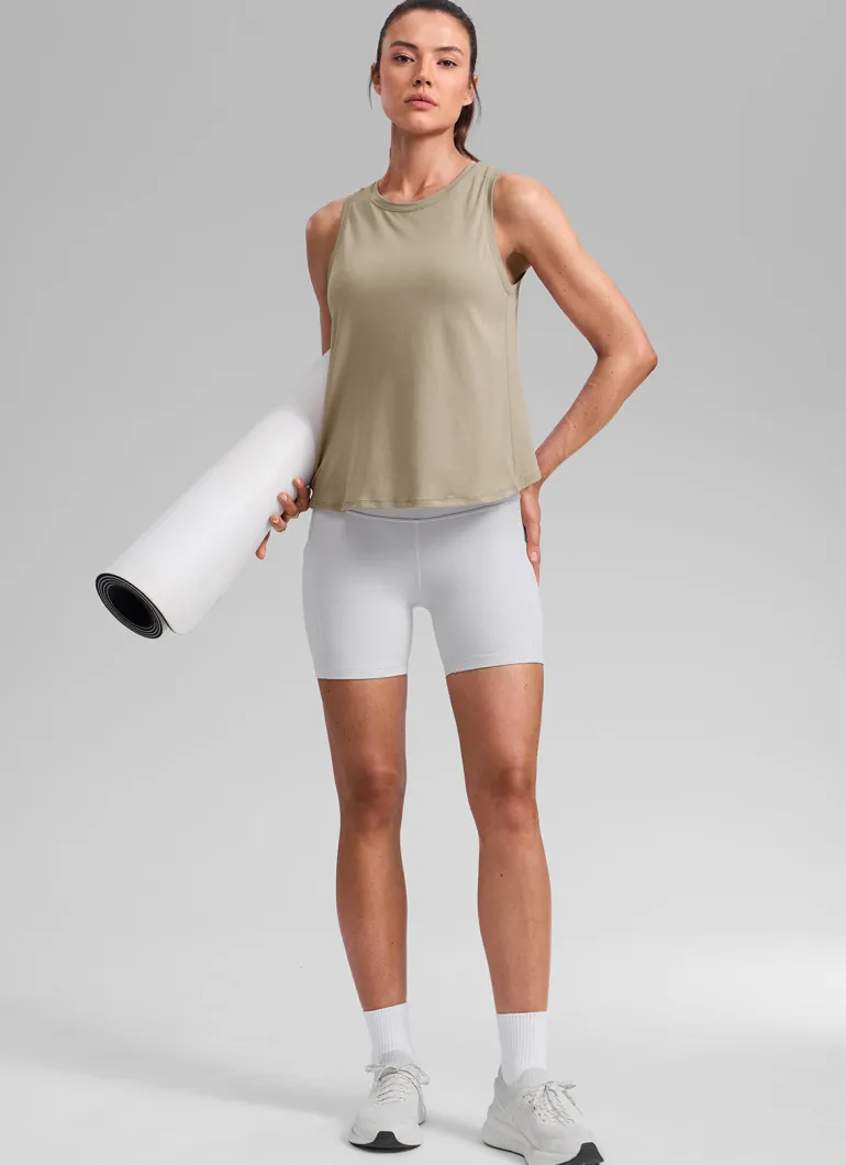 Poly Cotton-Blend Open Split Back Tank