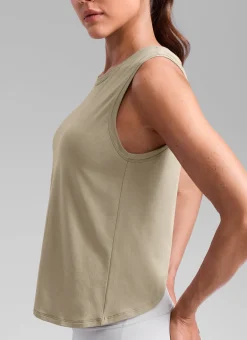 Poly Cotton-Blend Open Split Back Tank