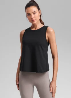 Poly Cotton-Blend Open Split Back Tank