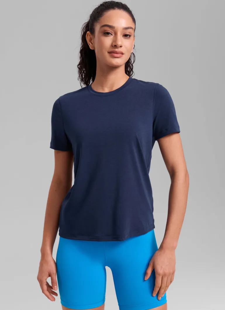 Quick Dry Crewneck Hip Length Short Sleeve