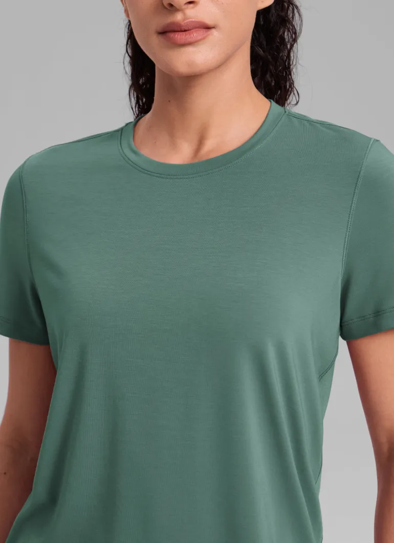 Quick Dry Crewneck Hip Length Short Sleeve