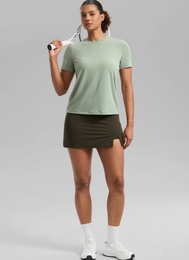 Quick Dry Crewneck Hip Length Short Sleeve