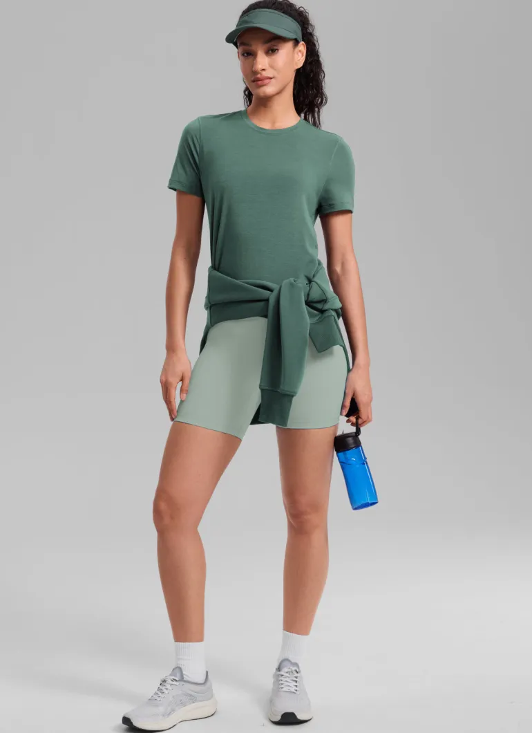 Quick Dry Crewneck Hip Length Short Sleeve