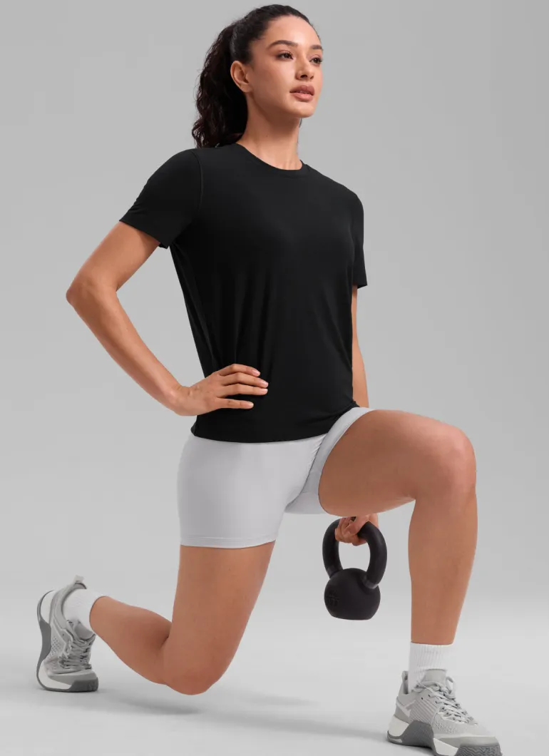 Quick Dry Crewneck Hip Length Short Sleeve